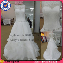 El diseño transparente atractivo y la tela del organza rebordearon los vestidos de boda sin mangas de la correa 2015